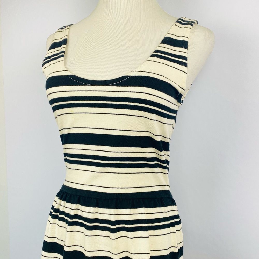 J.CREW Villa Cream & Black Striped “A” Line Skater Sleeveless Dress - Picture 5 of 12